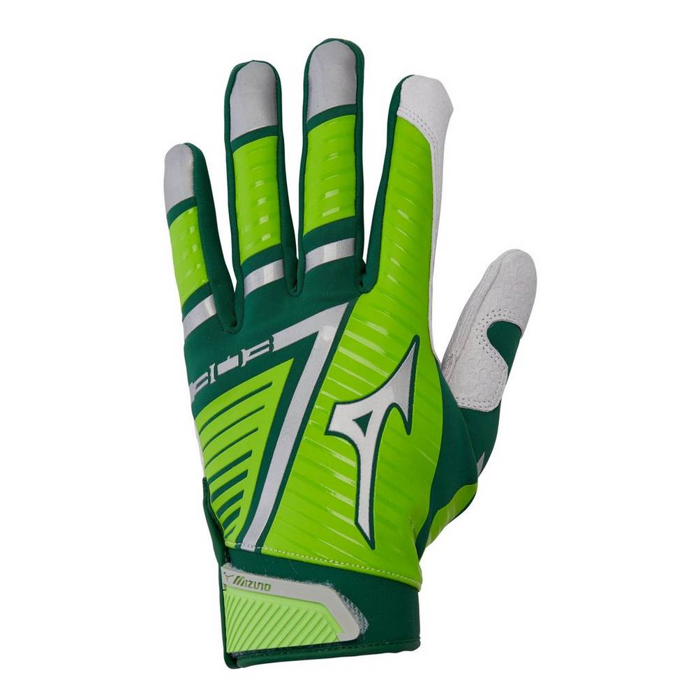 Mizuno Men's B-130 Adult Baseball Batting Gloves Green/Light Green (330396-EQT)